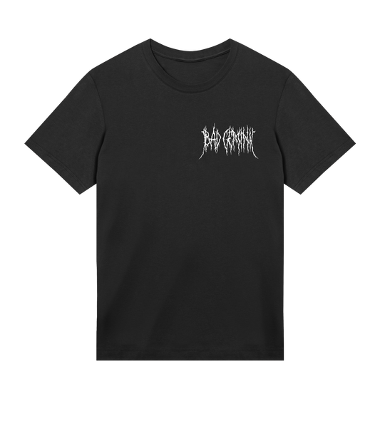 bad gemini black metal small logo tee